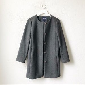 Madewell | Gray Wool Mid Length Pea Coat Small